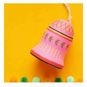 Anthropologie Cindy wooden painted bell ornament new set of 12